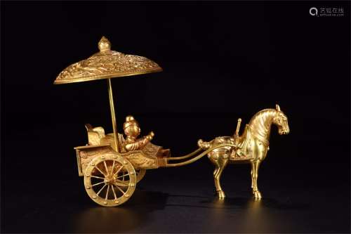 A Chinese Gilt Bronze Carriage