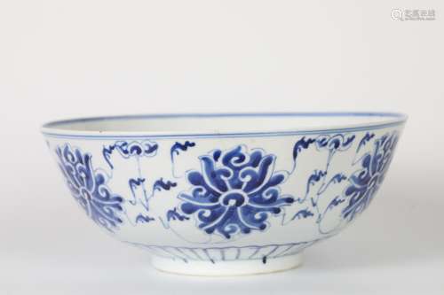 Blue and white flower bowl