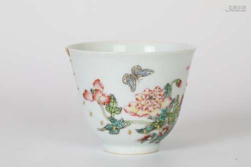 Qing dynasty  'peony' flower god cup