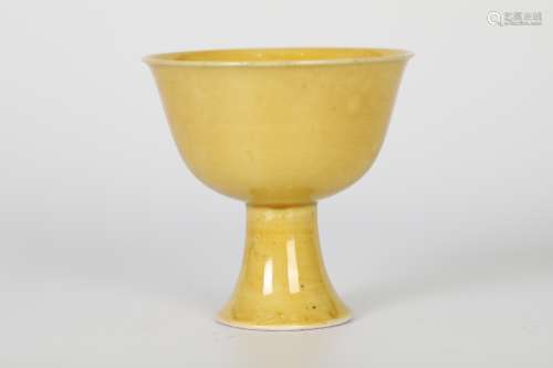 High foot cup with yellow glaze