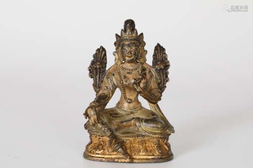 Bronze gilded female Buddha