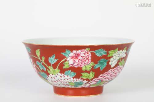 Carmine red flower bowl