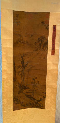 Dong Qichang, landscape figure on silk