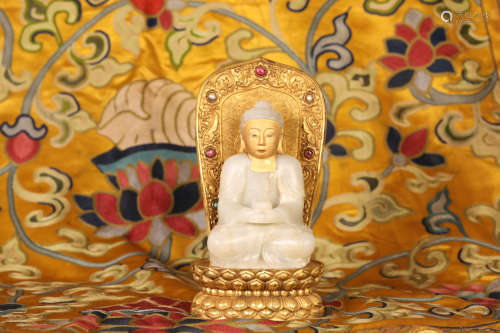 Shakyamuni White Jade Statue