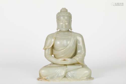 Hotan Jade Shakyamuni Sitting Statue