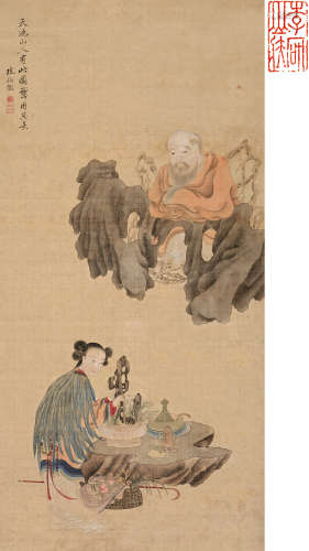 改琦（1773～1828） 玉姜采石图 立轴 设色绢本