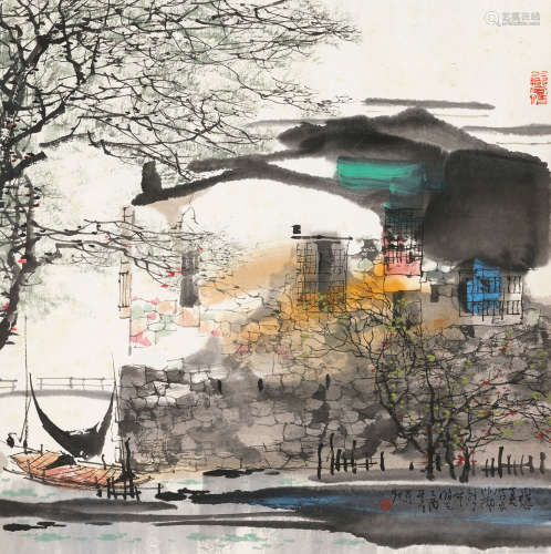 刘懋善（b.1942） 2005年作 水乡风情 镜片 设色纸本
