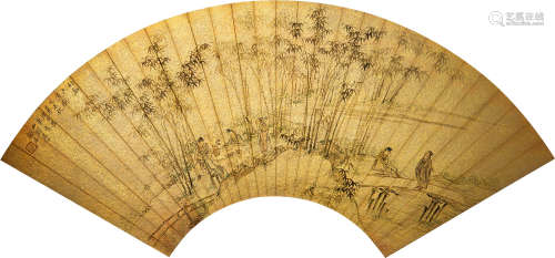 顾洛（1763～约1837） 1835年作 竹溪六逸图 泥金扇片 设色纸本