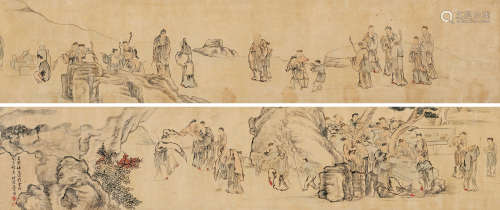 上官周（1665～1752） 1729年作 人物卷 手卷 设色绫本