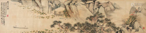 胡公寿（1823～1886） 1867年作 饭石山庄图 手卷 设色绫本