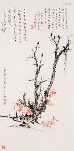 苏曼殊（1884～1918） 1912年作 枯树寒鸦 立轴 设色纸本