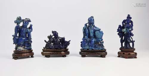 CHINE, XXème siècle. \nQuatre statuettes en lapis l…