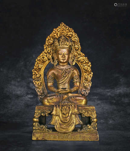 18世纪 铜鎏金无量寿佛坐像