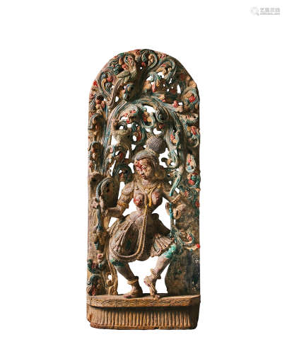 15-16世纪 木雕彩绘摩耶夫人故事像
