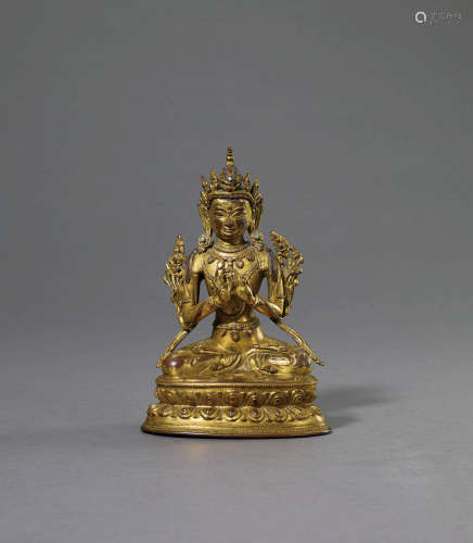 明 銅鎏金彌勒菩薩像