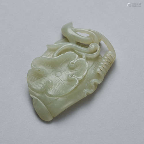 A Pale Celadon Jade 'Banana Leaf' Brushwasher