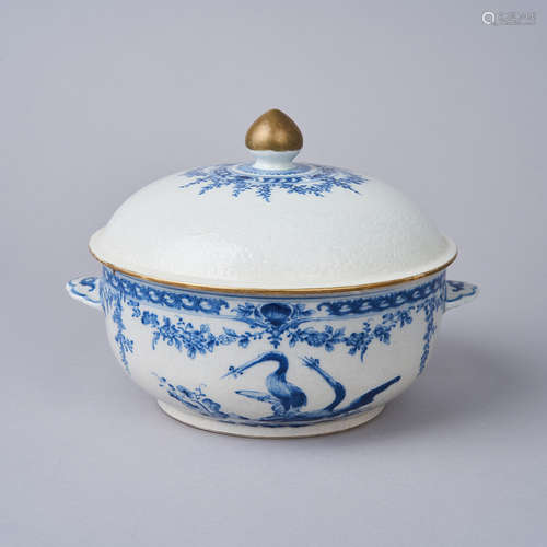 A Blue and White Armorial Tureen with Cover