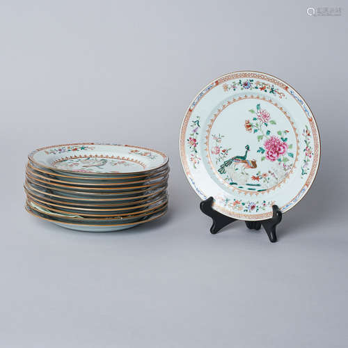 A Set of Twelve 'Double Peacock' Plates