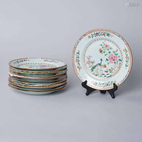 A Set of Twelve 'Double Peacock' Plates