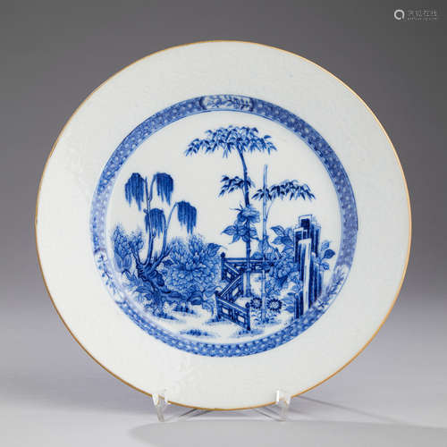 A Blue and White Soft-Paste Plate