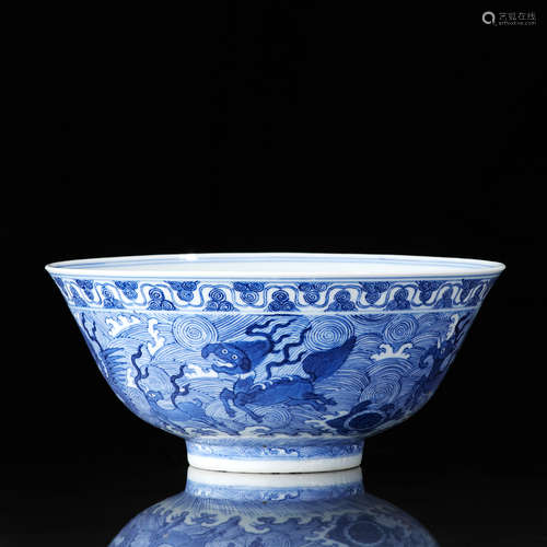 A Blue and White 'Sea Creatures' Bowl