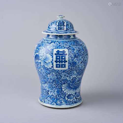 A Blue and White Jar with Cover