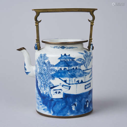 A Blue and White Teapot with Cover