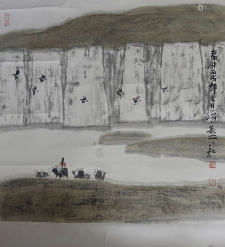 王利峰  春河 丙戌（2006）年作 镜片  设色纸本