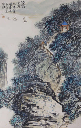 冯建吴  凌露小景 1978年作 立轴  设色纸本