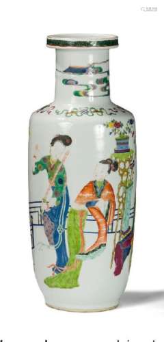 Porcelain and polychrome enamel roller vase decora…