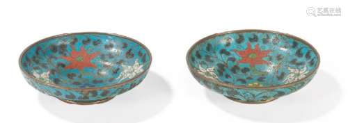 Cups in partitioned enamels on copper with polychr…