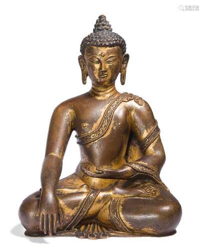 Gilded bronze statue, representing Buddha seated i…