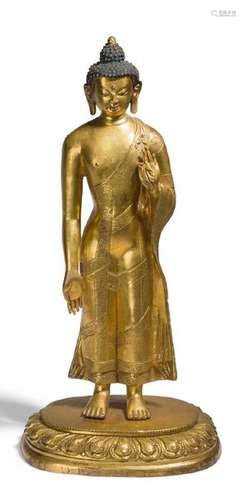 Statuette in gilded bronze, representing the Buddh…