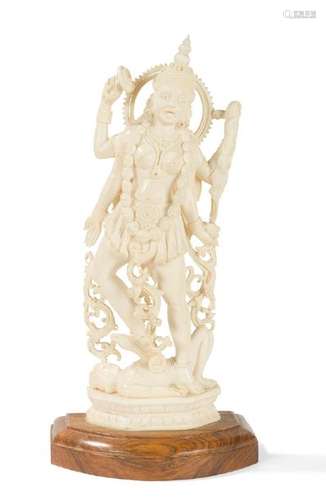 Durga in carved ivory Indian Work. Around 1930 H. …