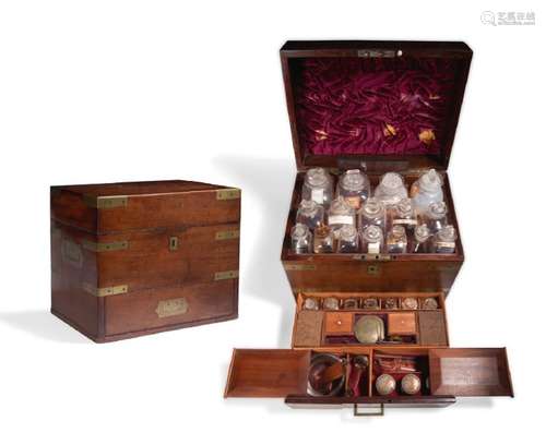 Mahogany medicine chest with its original fl acons…