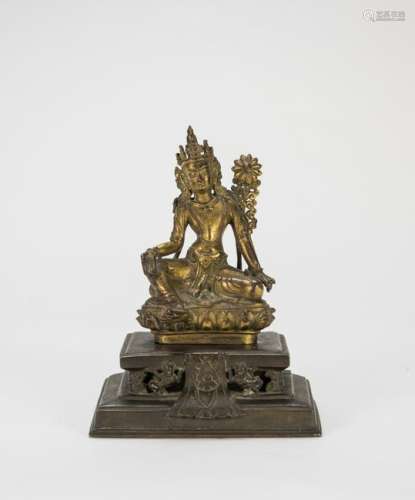 Qing - A Gilt-Bronze Figure Of Guanyin, With