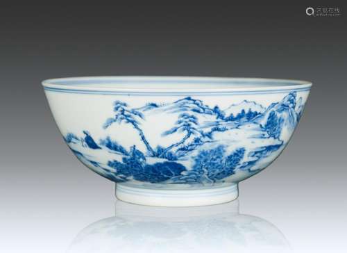 Qing Yongzheng- A Blue And White Landscape Porcelain
