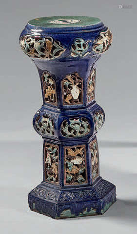 Baluster shaped column in glazed ceramic with enam…