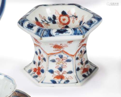Chine Saleron hexagonal en porcelaine à décor bleu…