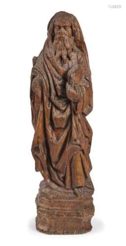 Figure de saint Pierre en chêne sculpté ; (décapée…