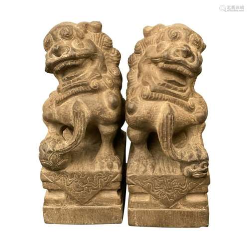 Pair of Chinese  'Lion' Stone Statue