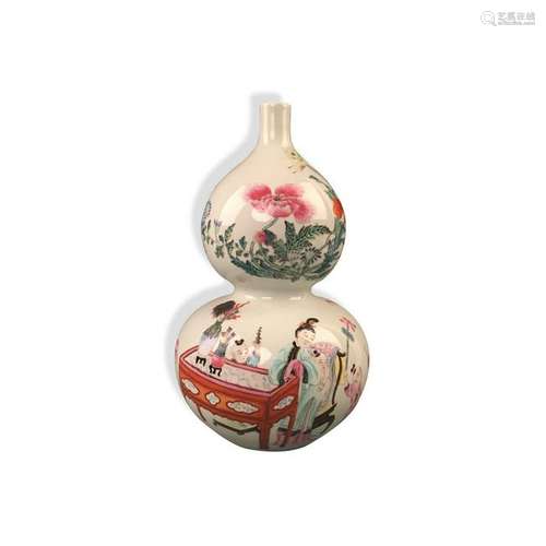 Chinese Famille Rose Gourd Vase with Yongzheng Mark