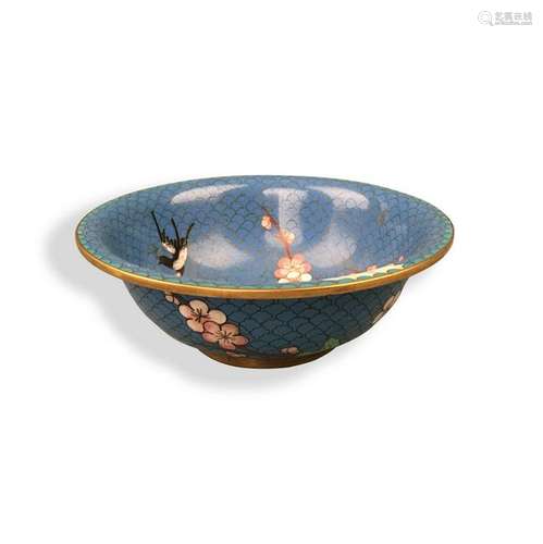 Chinese Gilt Rim Enamel âBirds & Flowersâ Bowl