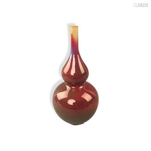 Chinese Flambe Glazed Gourd Vase