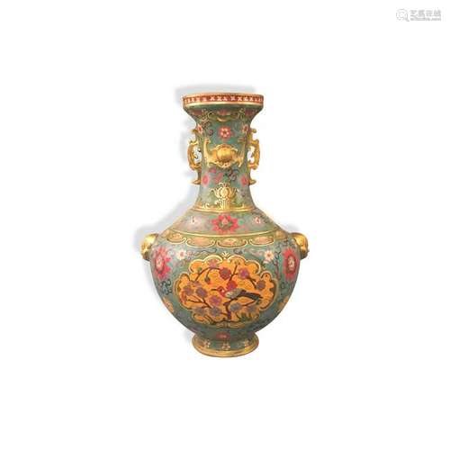 Chinese  Cloisonne Birds Vase with Qianlong Mark