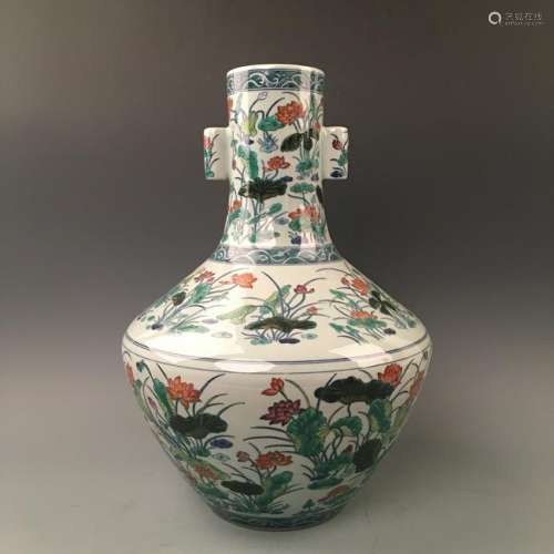 Chinese Doucai Porcelain Vase with Yongzheng Mark