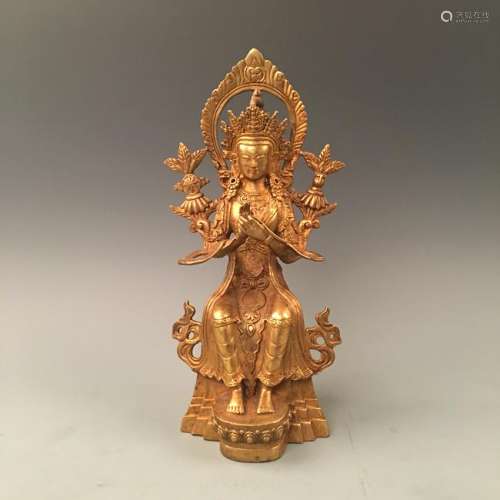 Chinese Gilded Bronze of Guanyin