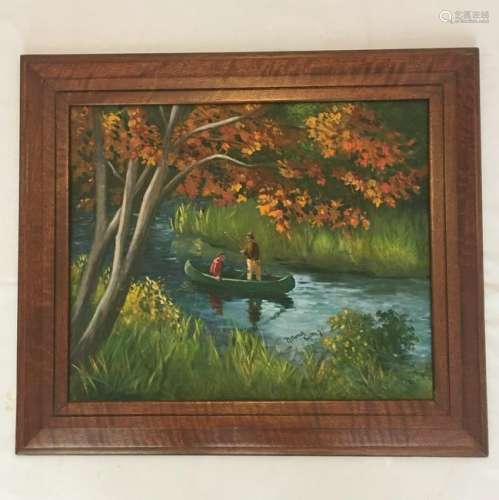 Oil Painting of Boys on River