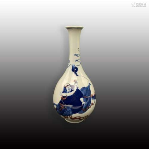 Chinese Blue-White-Red Figured Porcelain Vase 'Kangxi'