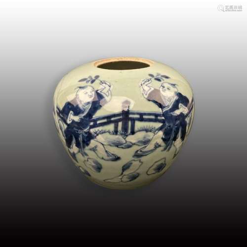 Chinese Celadon Glazed 'Children' Figured Pot